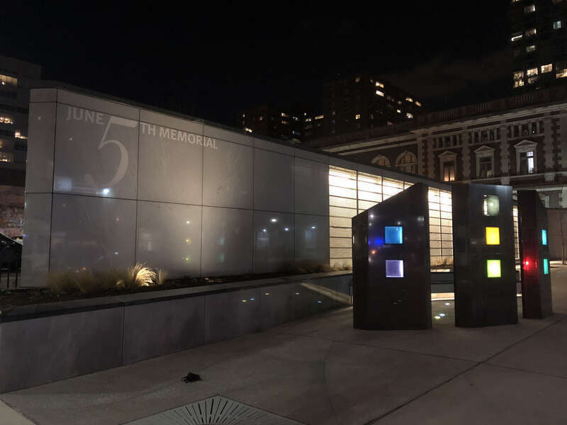 The memorial to the June 5th, 2013 building collapse at 22nd and Market streets in Philadelphia.