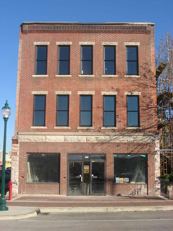 Front of the building located at 222 W. Kirkwood Avenue in downtown Bloomington, Indiana, United States.  Built in 1880, it is part of the Courthouse Square Historic District, a historic district that is listed on the National Register of Historic