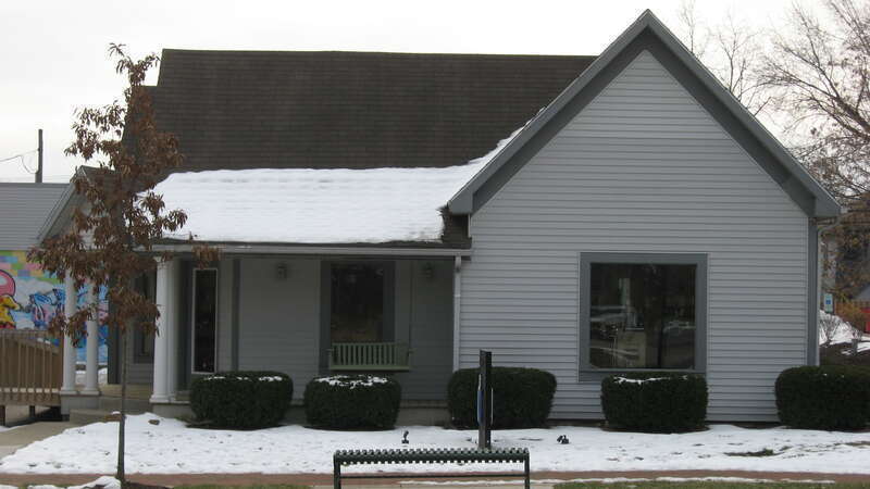 Front of the house located at 411 W. Kirkwood Avenue in Bloomington, Indiana, United States.  It was built in 1895.