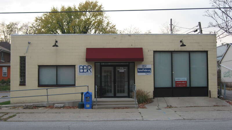 Front of the building located at 116 S. Madison Street in Bloomington, Indiana, United States.  Built in 1950, it is part of the Bloomington West Side Historic District, a historic district that is listed on the National Register of Historic Places.