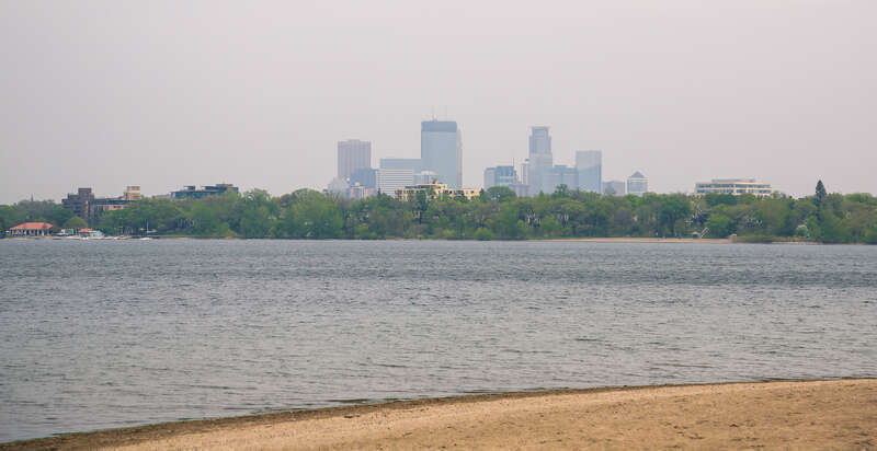 Minneapolis Skyline from Thomas Beach, Lake Calhoun