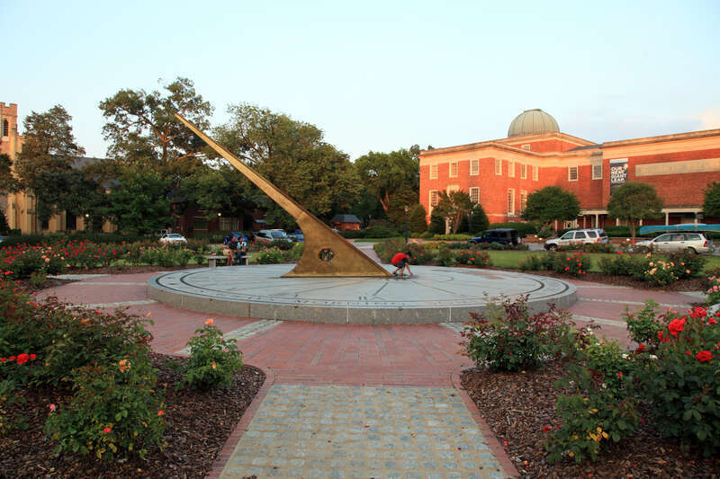 Sundial in front of the Morehead Planetarium and Science Center at the University of North Carolina in Chapel Hill, North Carolina.