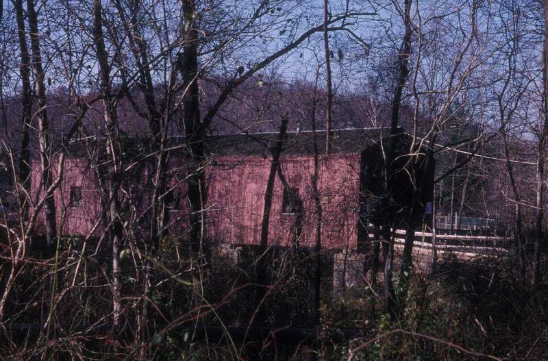 OBERLIN COVERED BRIDGE AT THE ELI WHITNEY MUSEUM IN HAMDEN;  1980;   OVER THE MILL RIVER;  3 SPAN 72 FEET