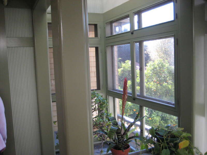 Sloping floor and water collection system allow use of hose inside the house.  Water runs to be used outdoors