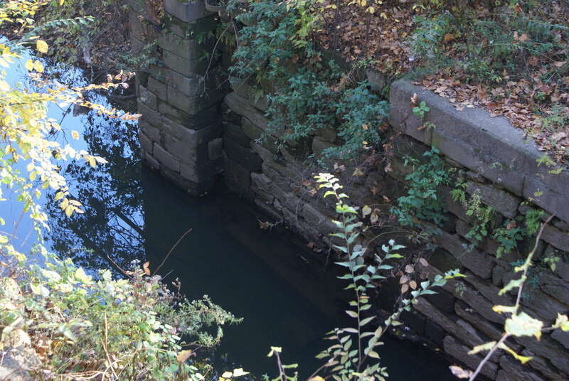The remains of Lock 70 of the Schuylkill Navigation at the downstream end of the Manayunk Reach