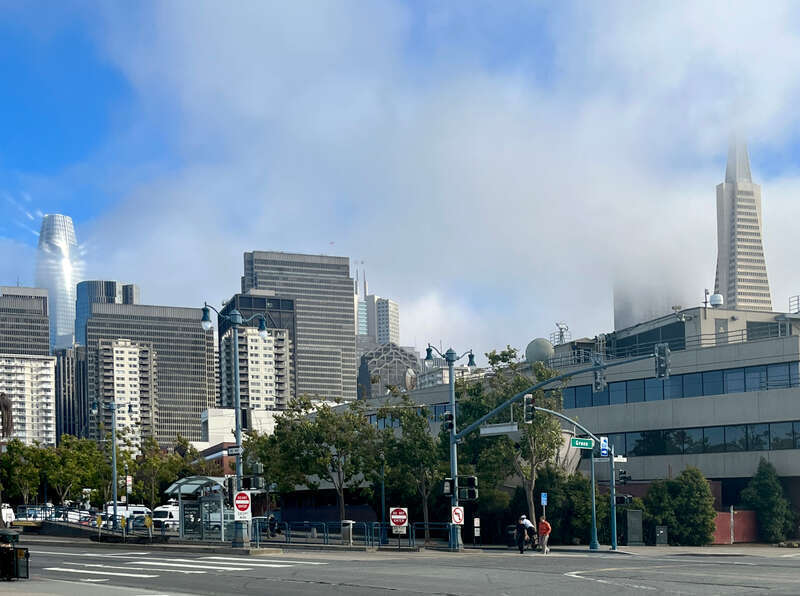 Skyline of San Francisco from Embarcadero (July 2022)