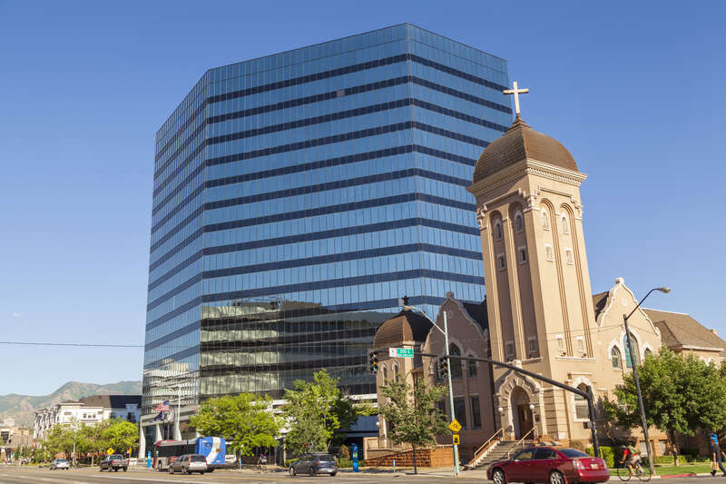 The CenturyLink Building, formerly Qwest Building, in Salt Lake City, Utah, USA.