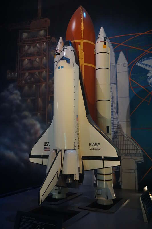 A Space Shuttle Endeavour model on display at Space Center Houston in Houston, Texas (United States).