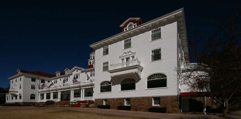 The main building of the Stanley Hotel in Estes Park, CO