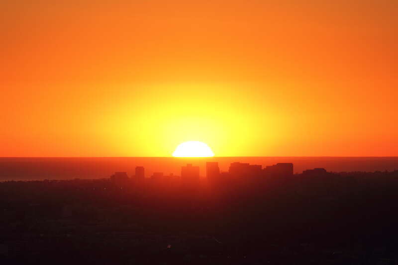 Sunset over Century City — viewed from the Griffith Observatory, Los Angeles.