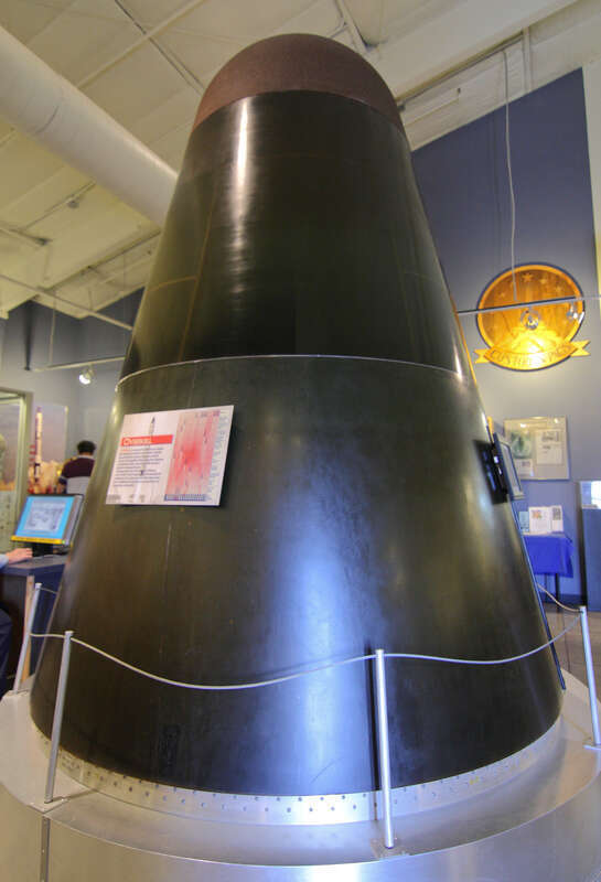 The top of a Titan Missile on display at the Titan Missile Museum in Arizona. See: www.titanmissilemuseum.org/