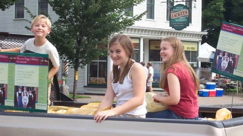 The Von Trapps are the grandchildren of the original Maria and Georg Von Trapp of 'Sound of Music' fame. They are seen here in a Stowe VT town parade in July 2003. I am trying to find out which of the three girls are in this photo. In the meantime