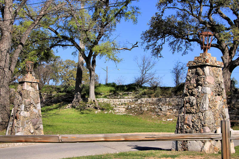 Rustic light standards in Zilker Park, Austin, Texas, United States. The light standards were built by the Civilian Conservation Corps in the spring 1934. The lamp posts are contributing objects to the Zilker Park Historic District which was listed