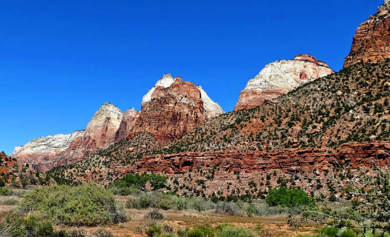 (1 in a multiple picture album)Utah has five National Parks within its borders and Zion is the most visited. It is easy to see why from this shot.  As you drive into the park scenes such as this tease you. You feel you've seen what you came to see,