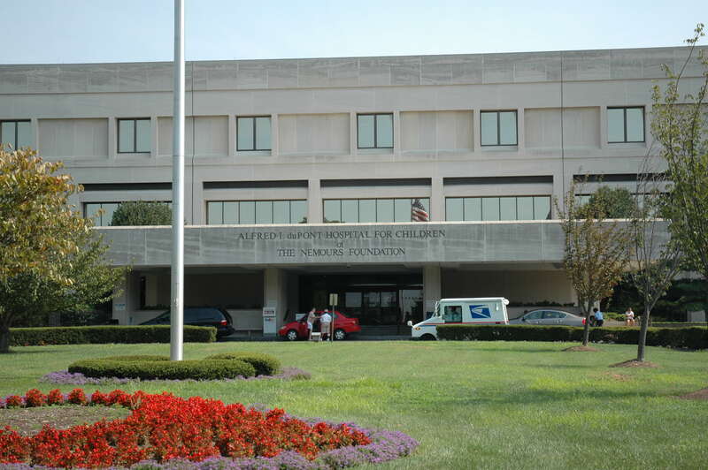 Front view of the Alfred I. duPont Hospital for Children in Wilmington, DE