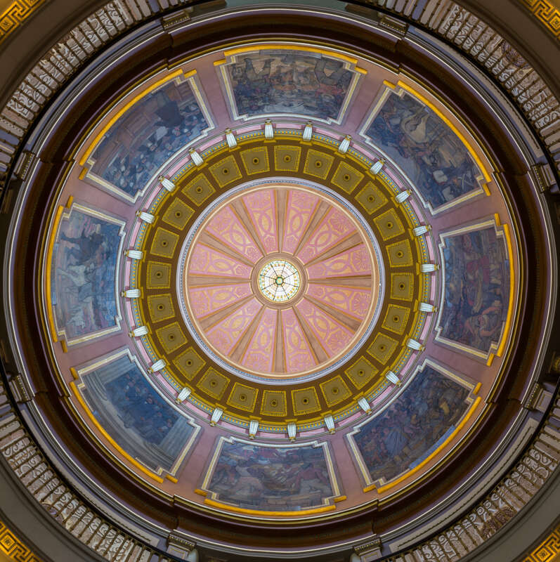 A view of the Rotunda of the Alabama State Capitol as seen from the floor of the building