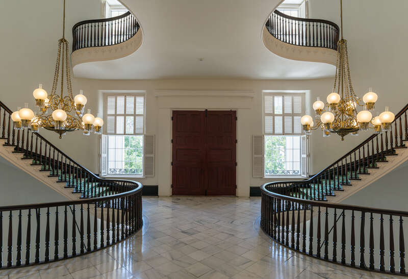 A view of the Staircase of the Alabama State Capitol as seen from the third floor of the building