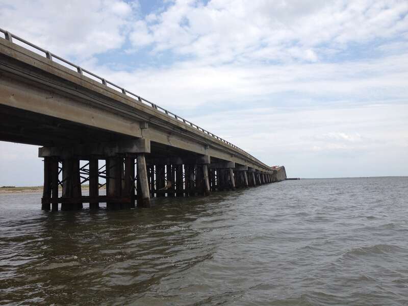 Looking south at the Herbert C. Bonner Bridge.