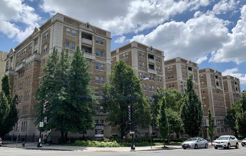 The Camden Roosevelt (also known as The Roosevelt) located at 2101 16th Street NW in Washington, D.C. The largest apartment building in the Sixteenth Street Historic District, the Camden Roosevelt was originally called The Hadleigh, but was renamed