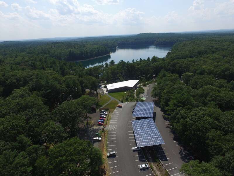 RBI canopy mounted PV array for the Walden Pond Visitors Center in Concord, MA. Certified as a Zero Net Energy Facility and soon to be equipped with energy storage.