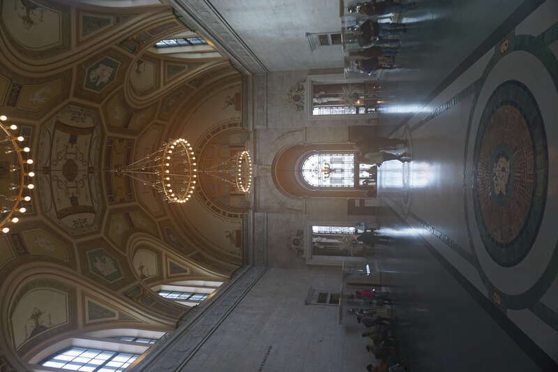The interior of the Great Hall at the Detroit Institute of Arts in Detroit, Michigan (United States).