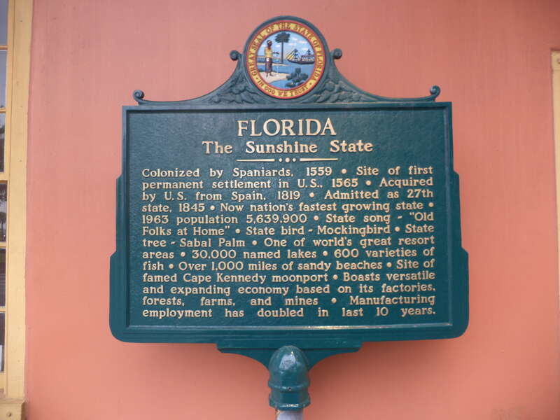 Florida historical marker at Florida State Center, St. Augustine, St. Johns County, Florida