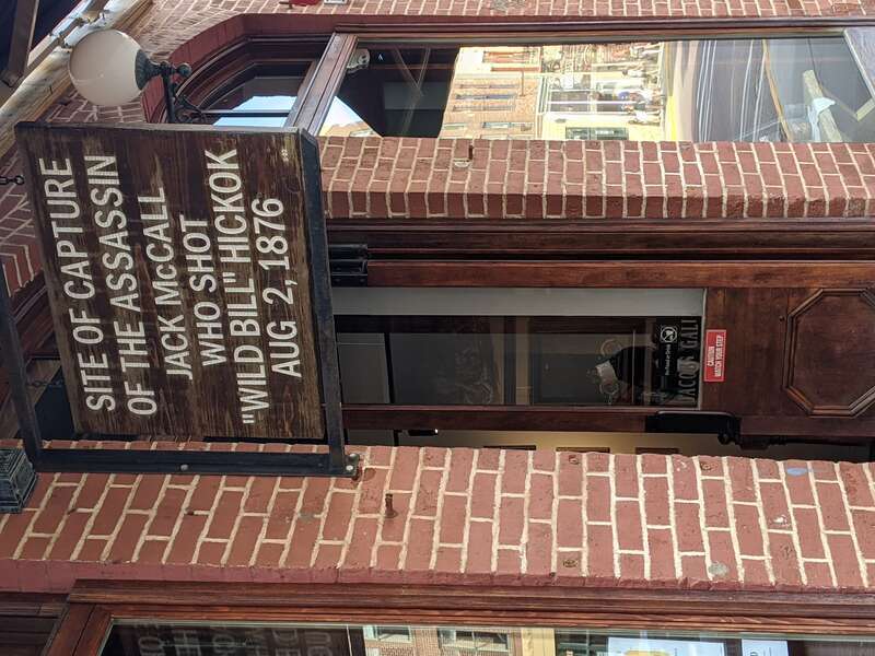 Location signage of where Jack McCall was apprehended