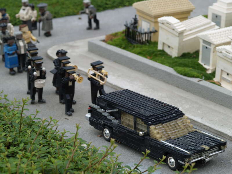 Jazz funeral procession in the New Orleans section of Miniland at Legoland California.