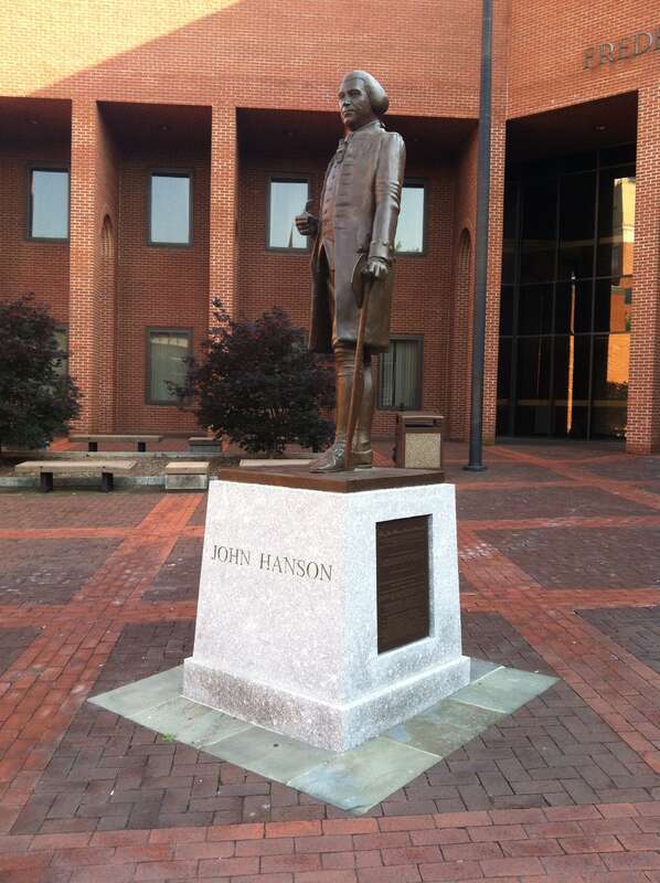 John Hanson memorial statue in front of Frederick, Maryland courthouse