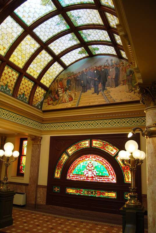 Montana State Capitol, barrel ceiling, mural, by Amedee Joullin
