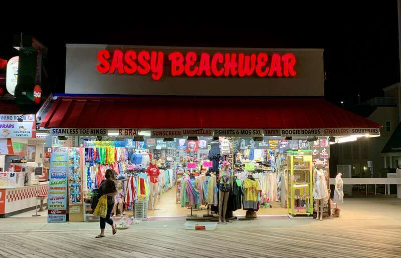 Sassy Beachwear shop on the boardwalk in Ocean City, Maryland.