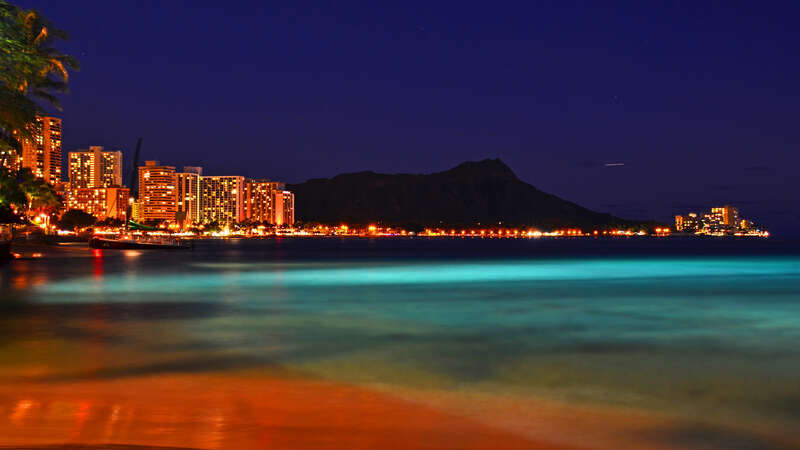 Waikiki and Diamond Head in the blue hour.