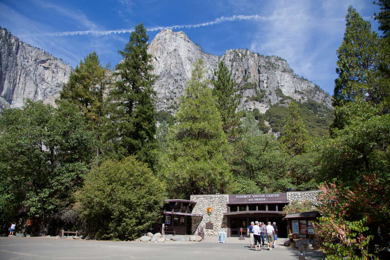 National Park Service visitor center in the Yosemite Village Historic District, Yosemite Valley.
A Mission 66 project on the National Register of Historic Places in Yosemite National Park, California.