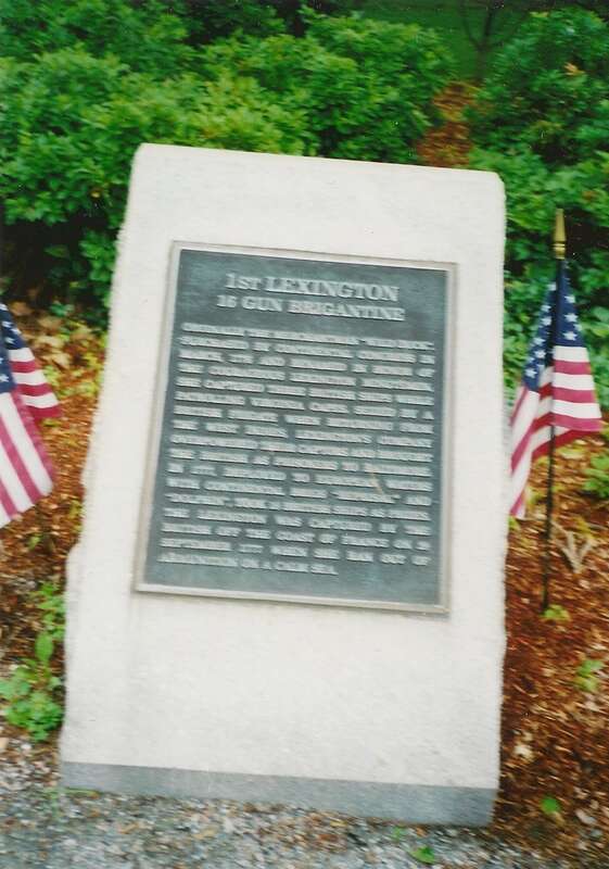 A plaque commemorating the 1st USS Lexington in Lexington, Massachusetts (United States).