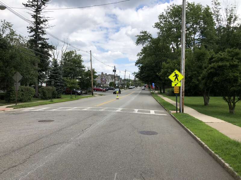 View east along Morris County Route 510 (Washington Street) at Colonial Road in Morristown, Morris County, New Jersey