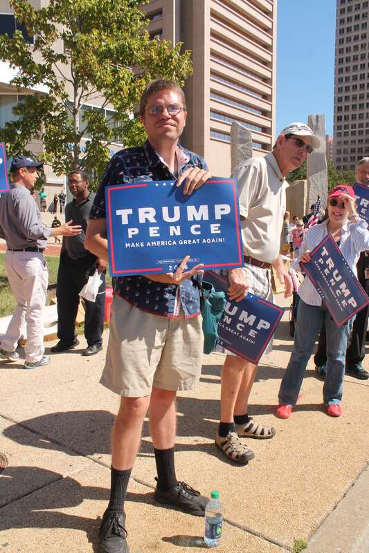 MARYLAND FOR TRUMP ALL HANDS ON DECK demonstration during National Guard Association of the United States Conference and Exhibition at the Baltimore Convention Center on Pratt between Cathedral and Charles Street in Baltimore MD on Sunday morning, 12