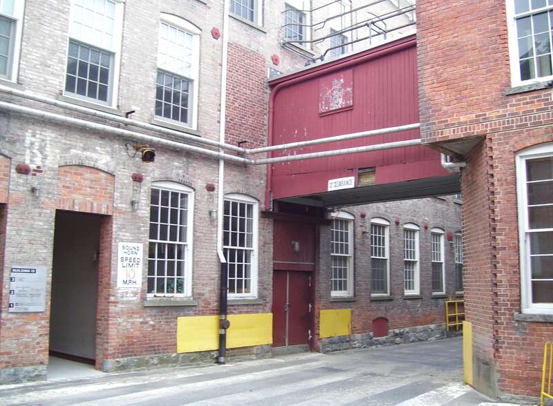 Buldings of the Arnold Print Works (now MASS MoCA), as seen from the south parking lot.