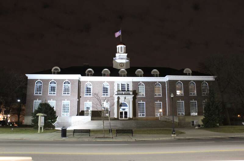 Dearborn, Michigan City Hall. The building was constructed c. 1922. The city is moving the City Hall to a new location and this building is planned to be turned into an artist community. Camera location42° 19′ 19.31″ N, 83° 10′ 36.3″ W View this and