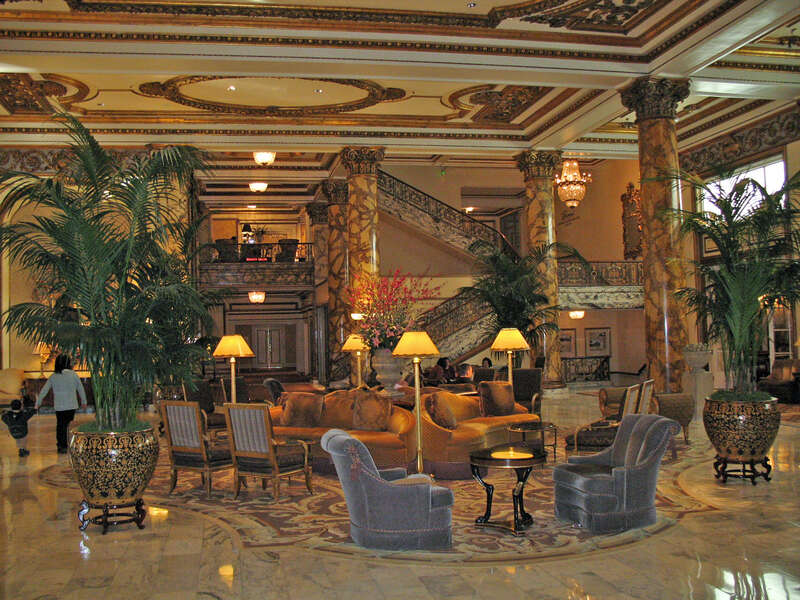 National Register of Historic Places in San Francisco, California. 

Lobby of Fairmont Hotel, 950 Mason St., San Francisco, California, USA. Photographed March 1, 2008 by Mike Hofmann from south end of lobby. Camera location37° 47′ 32.28″ N,