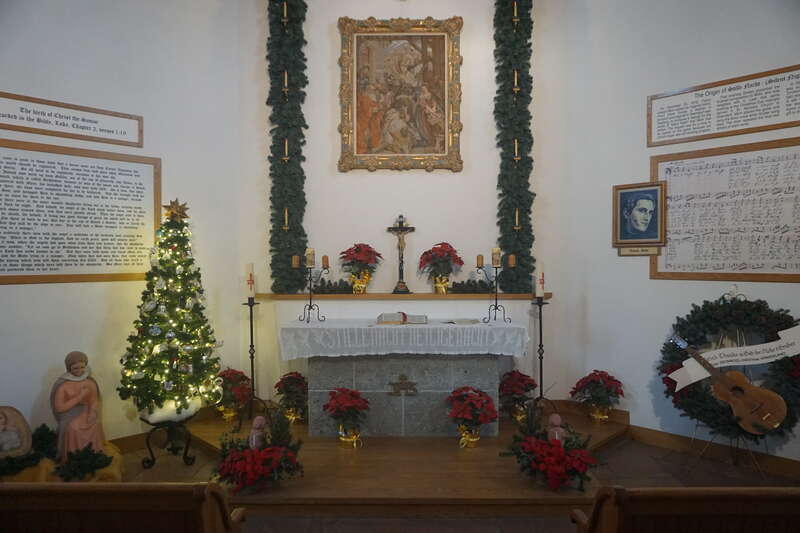 The interior of the Silent Night Memorial Chapel in Frankenmuth, Michigan (United States).
