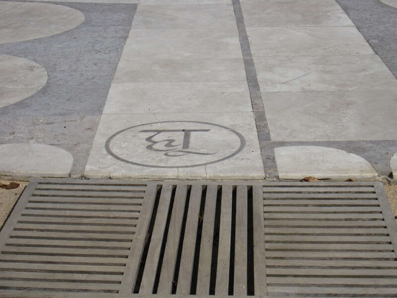 This Sanskrit character, which would be the equivalent of the word God in Western languages, marks the beginning of a labyrinth based on the Chartres Cathedral labyrinth in France.

This labyrinth is at Peace Awareness Labyrinth and Gardens in Los