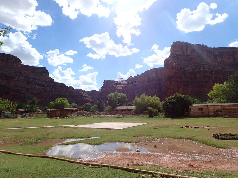 Helicopter in Supai Village