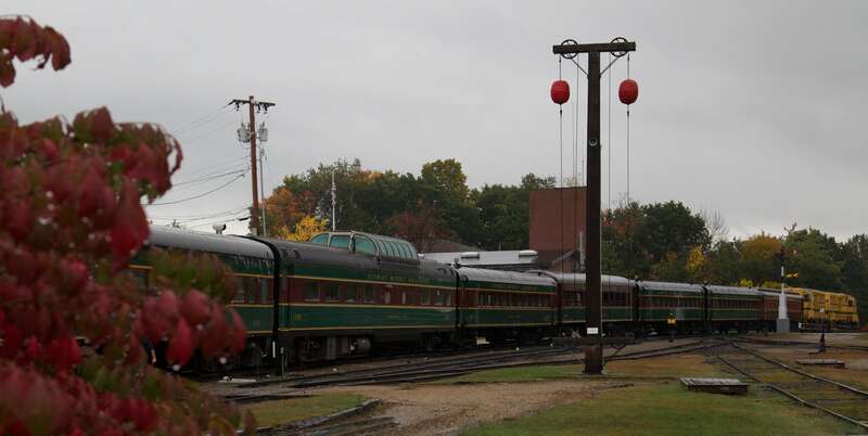 This old signal is in the North Conway station of the railroad.  If the balls are high, there are no orders await them at the station (or any other reason to slow) and they are free to &quot;highball&quot; through town.  Note the semaphore signals to the far
