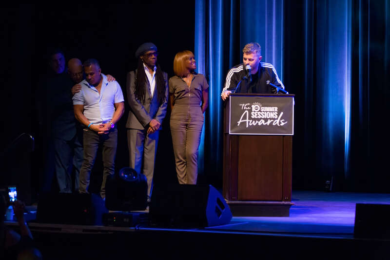 Joe Maz is presented Remixer of the Year by Nile Rodgers