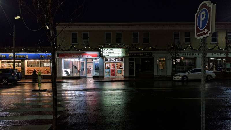 The Lexington Venue at night, viewed from near Depot Square