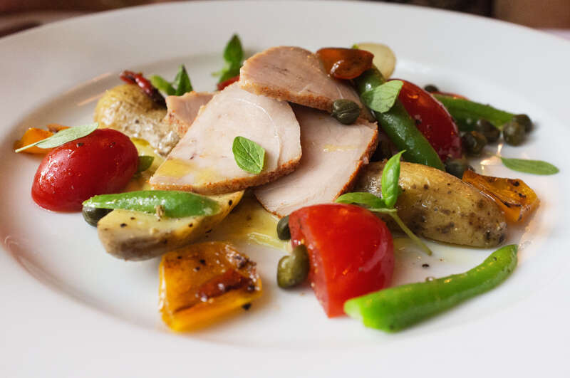 Niçoise Style Tuna Simmered in Olive Oi with Green Beans, Potatoes, Capers and Aïoli