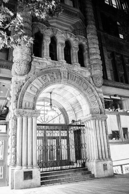 Details of the 1892 Pioneer Building in Pioneer Square