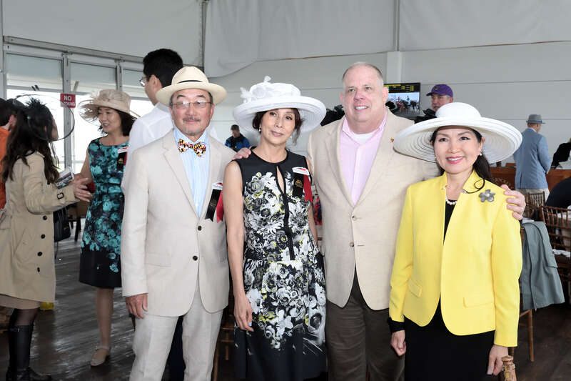 Governor Hogan, First Lady Yumi Hogan And Lt Governor Boyd Rutherford Attend the Preakness by Staff Photographers at Pimlico, Baltimore Maryland