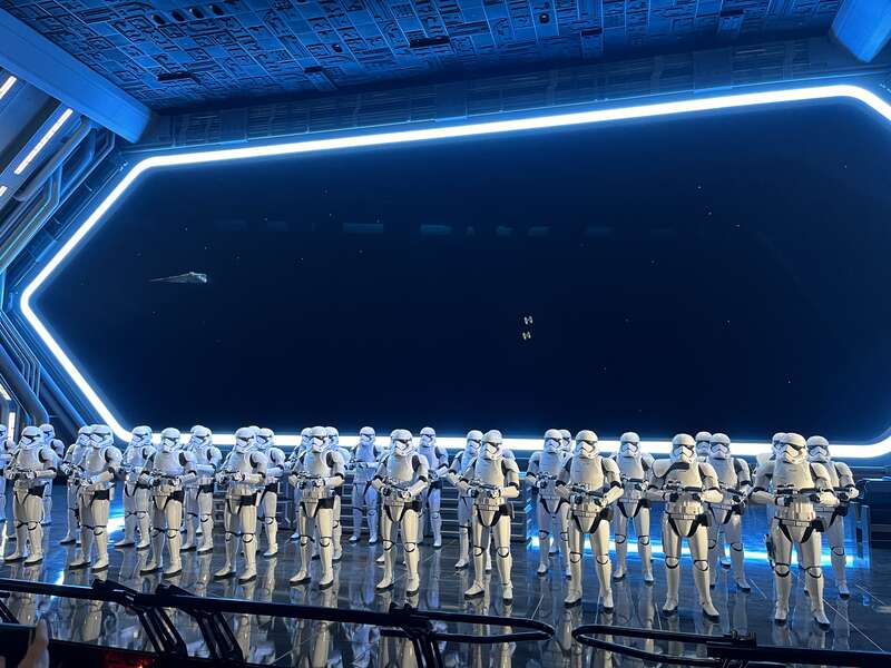 Rise of the Resistance Stormtrooper Hangar at Disneyland.