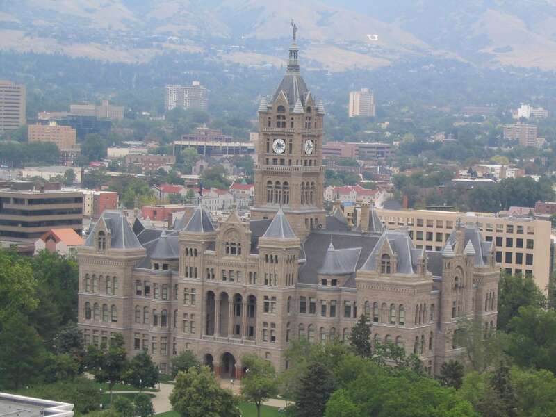The Salt Lake City and County Building, usually called the &quot;City-County Building&quot;, is the seat of government for Salt Lake City, Utah. The historic landmark formerly housed offices for Salt Lake County government as well, hence the name.
The Salt
